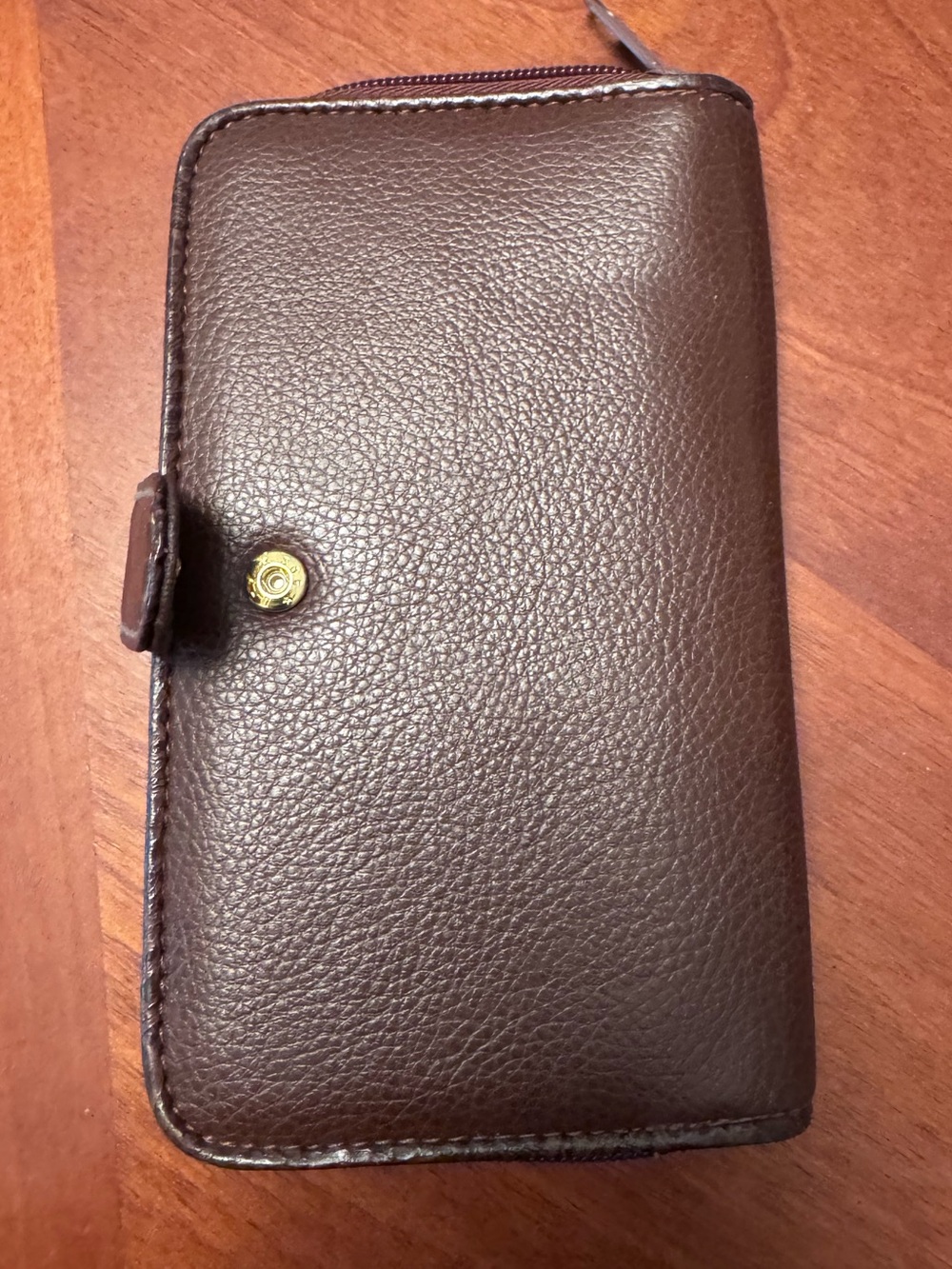 ROSETTI: Brown Leather Zip Wallet with Snap Closure